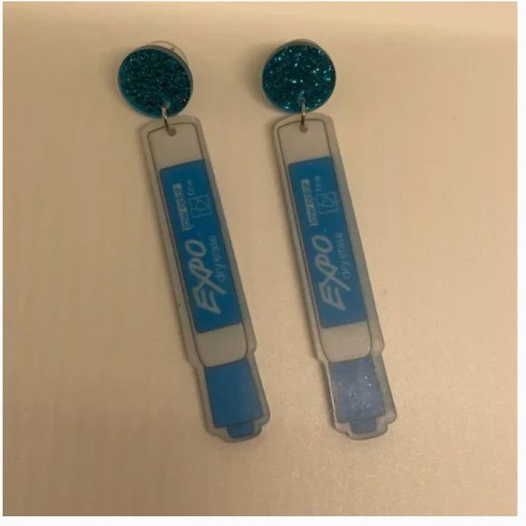 ⭐️💍 FREE Sharpie Pen College School Teacher Appreciation Artsy Pop Art Earrings - Picture 4 of 8